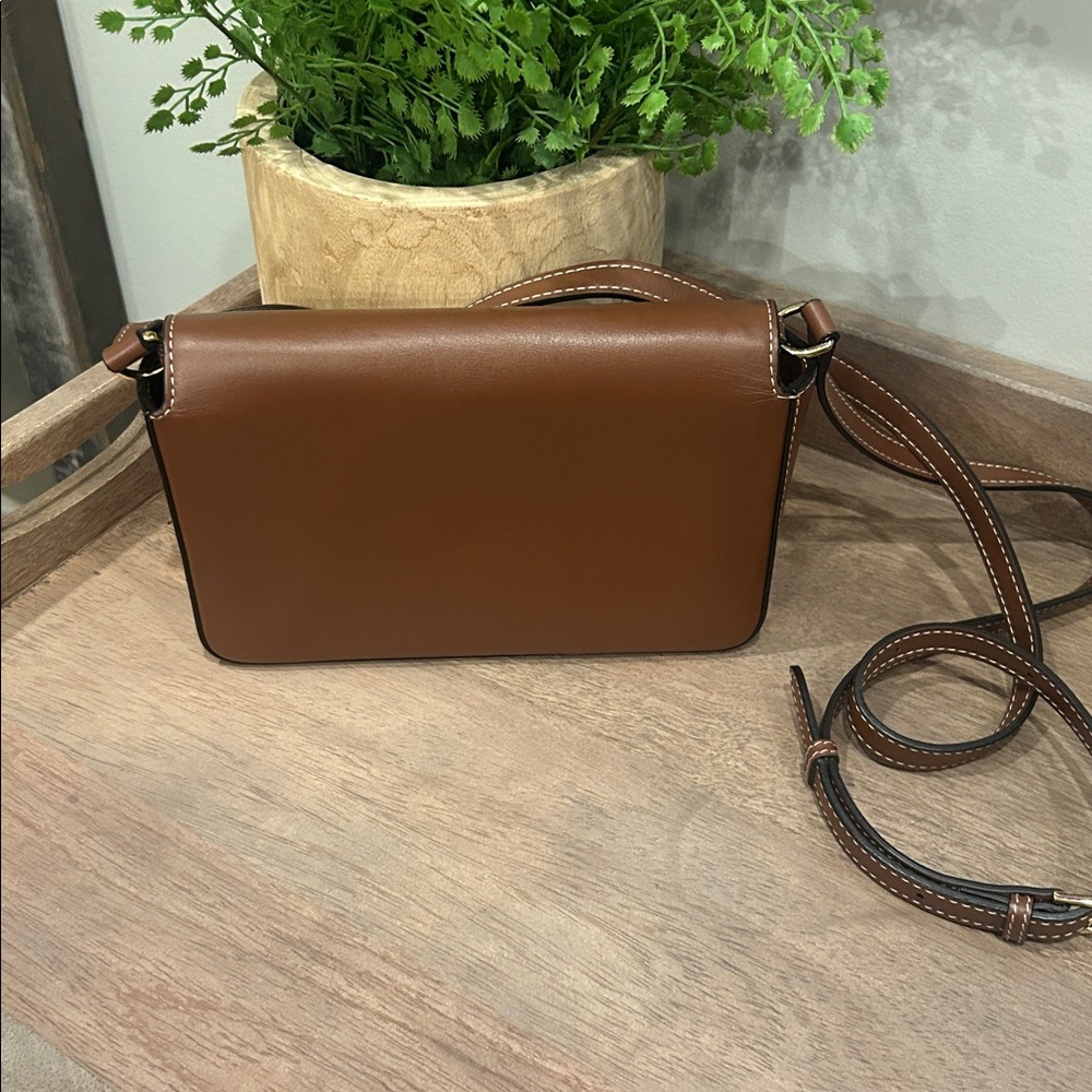 Burberry Brown Leather Crossbody with Signature Check Trim - Picture 8 of 8